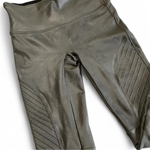 SPANX Faux Leather Moto Leggings in Gunmetal - Picture 5 of 7